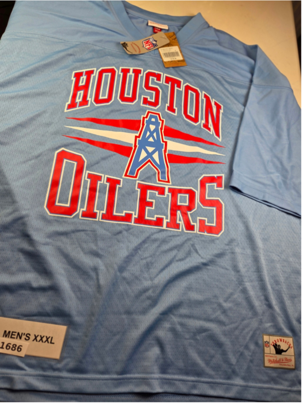Men's Mitchell & Ness Houston Oilers Jersey 3XL Light Blue Red #1686
